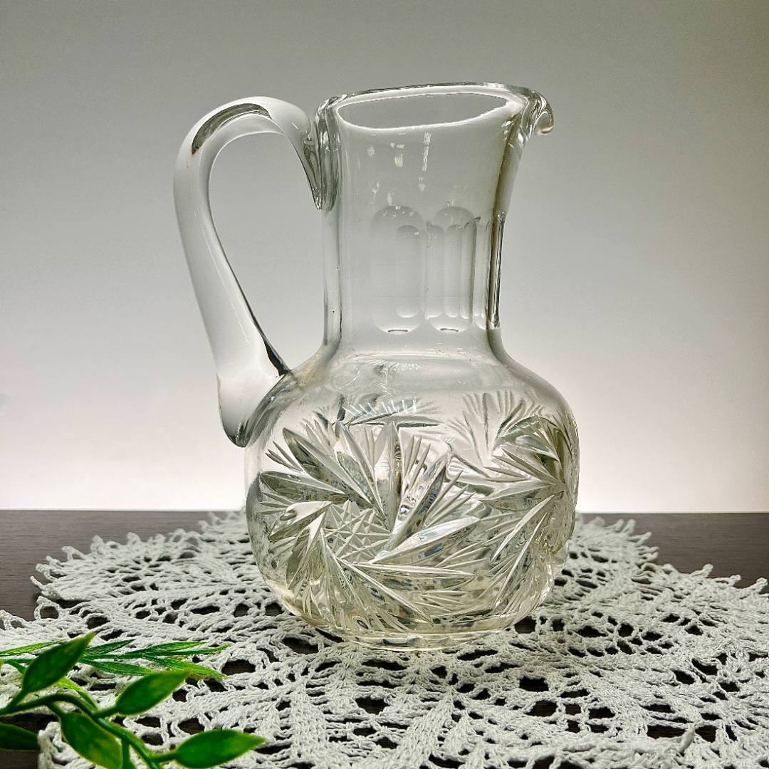 Кувшин небольшого размера для напитков. Дятьковский ХЗ. Хрусталь, алмазная грань, винтаж, СССР. Картинка 1